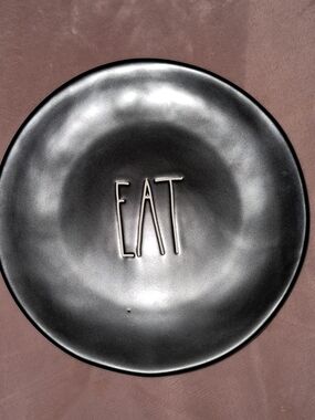 New! Rae Dunn Black 'EAT' Ceramic Plate. 11"Size Dinner Plate